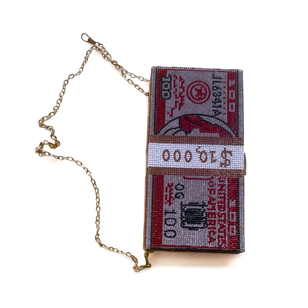 Beaded Money Clutch with Chain Strap